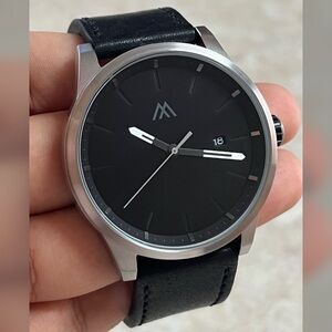 Myka Odysseus Day Date Minimalist Leather Strap Men's Watch